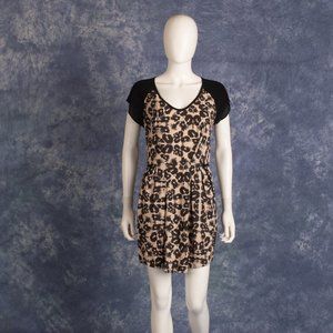 Rebecca Taylor Silk Blend Ink Blot / Floral Print Mini Dress 6 Boho Mod